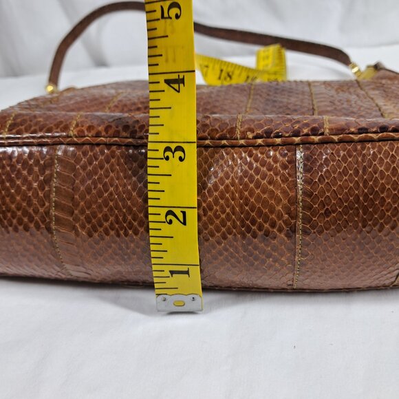 Vtg Morris Moskowitz Brown Genuine Reptile Shoulder Purse - Picture 16 of 16